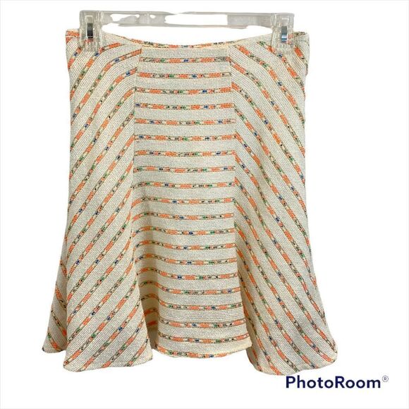 Anthro Mauve Brand Lucaya Tweed Flare Striped Skirt Size 0 - Picture 3 of 14